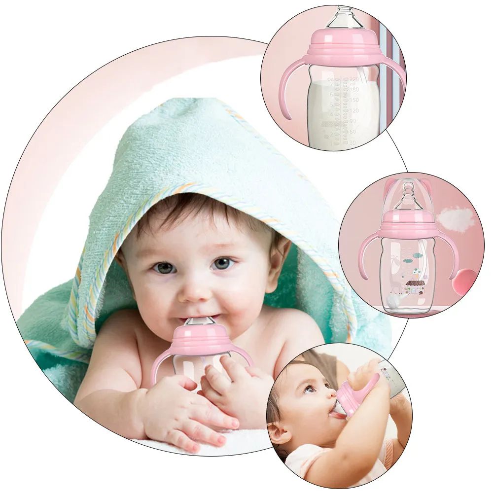 

1 шт. детская бутылочка для молока с силиконовой трубочкой против колик, портативная, безопасная, розовая, легкая, многоразовая, для кормления младенцев