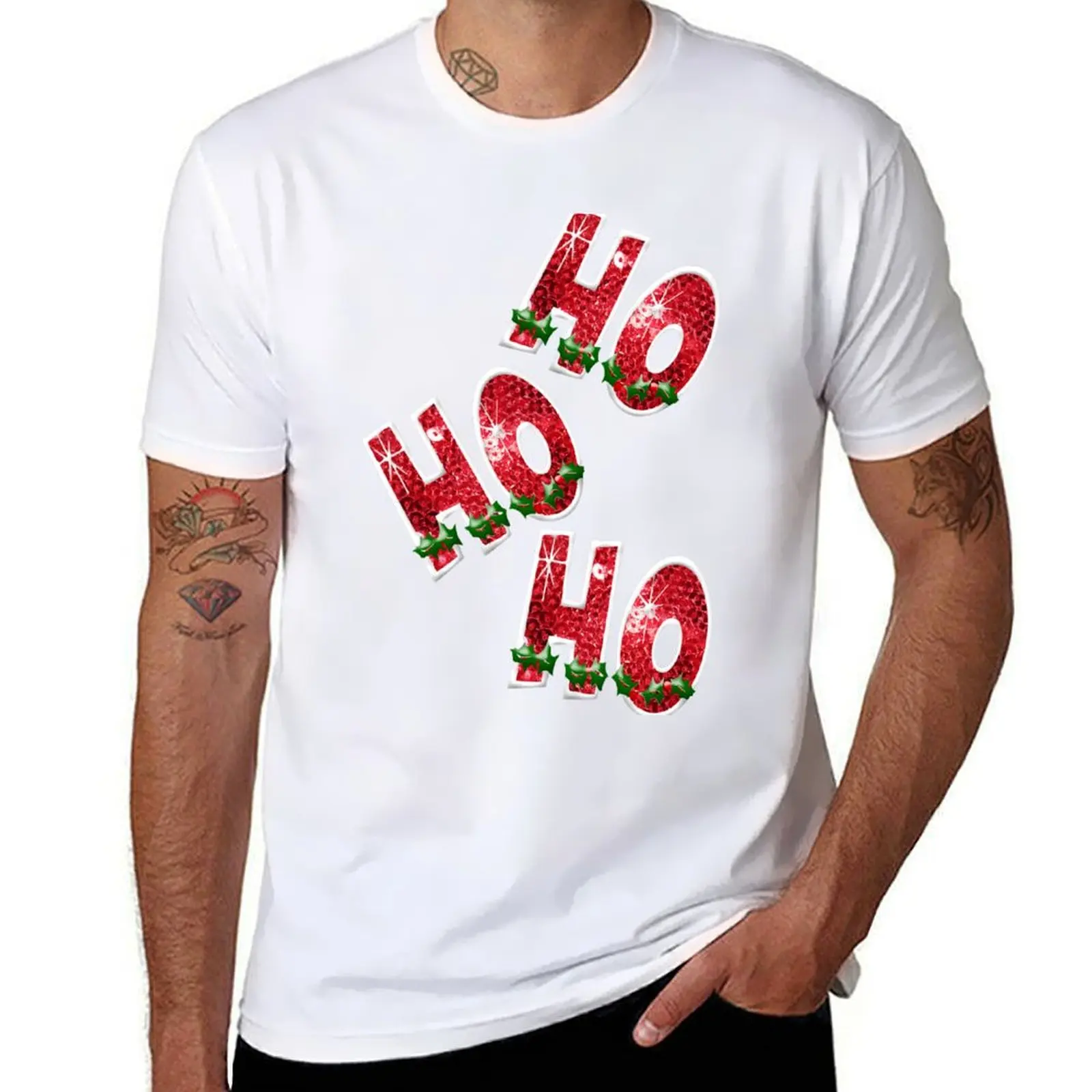

Ho, Ho, Ho! Red Sequin T-Shirt man t shirts for men casual t shirt for man 100 percent cotton T-Shirt