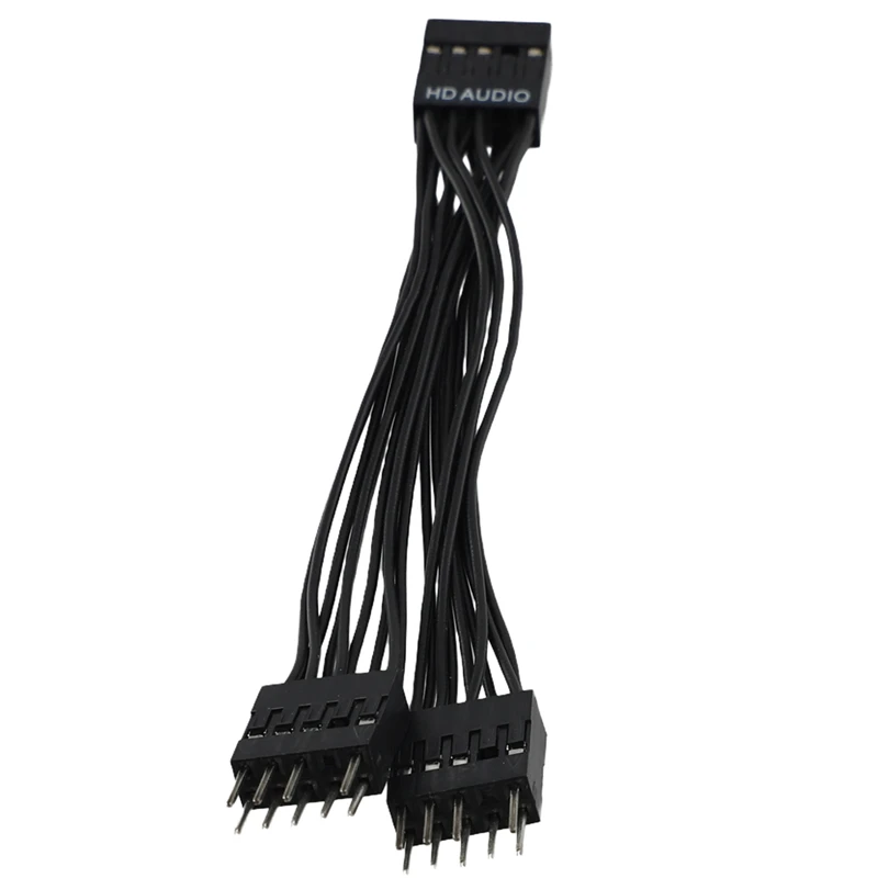 Bestes Motherboard Audio HD Verlängerungskabel 9Pin 1 Buchse auf 2 Stecker Y-Splitterkabel Schwarz für PC DIY 10 cm