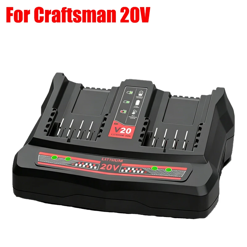 

Portable Lithium Battery Charger Fast-charging Station Suitable for Craftsman 20V Li-ion Batteries Dual-port 20V Battery Charger