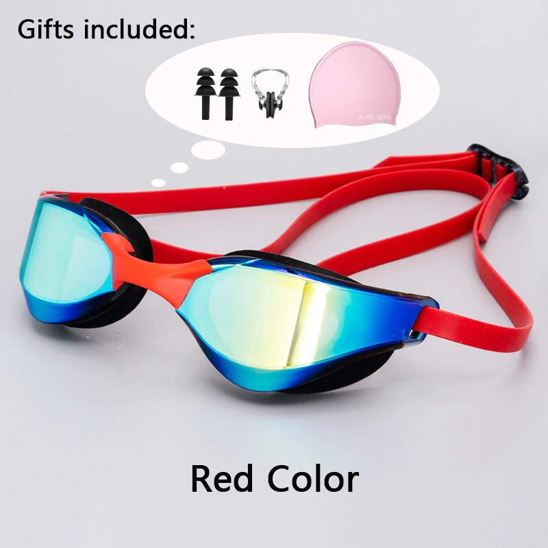 

Professional Racing Swimming Goggles Set, Plating, Waterproof, UV Protection, Competition Anti-Fog Glasses, 수영물안경，수영모자