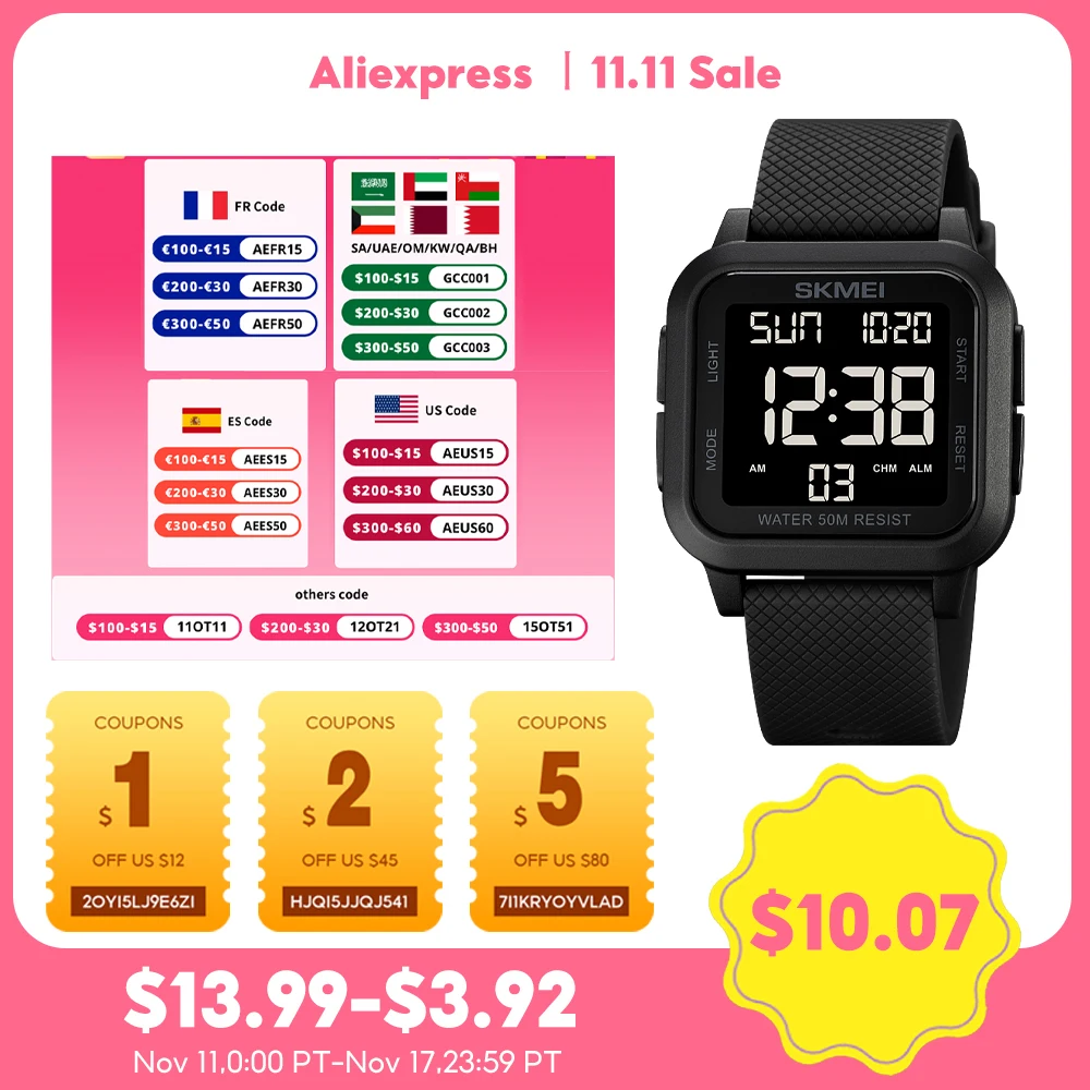 Outdoor Sport Watch Men Waterproof Alarm Chrono Digital LED