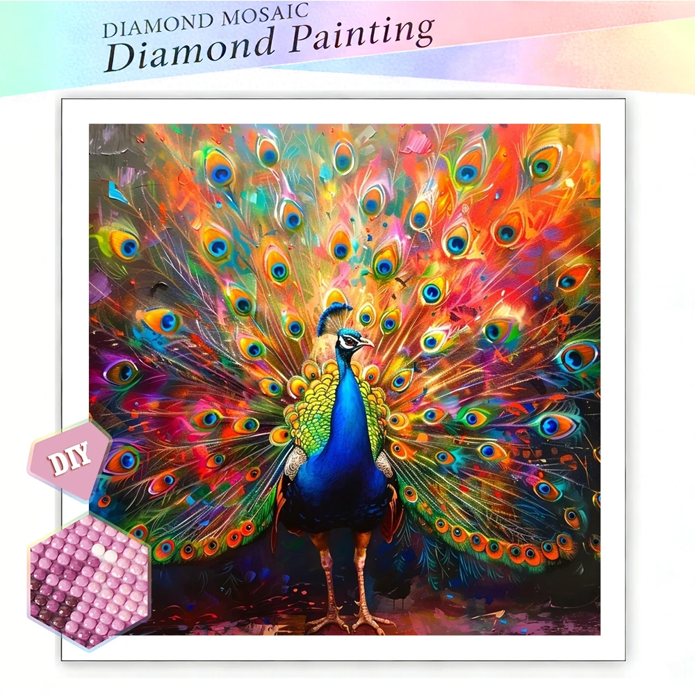 EverShine Diamant-Stickerei Pfau Vollflächiges Mosaik Tier DIY Diamant-Kunstmalerei-Set Bastelbedarf Heimdekoration