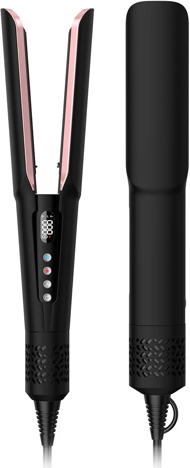 

2-in-1 Hair Straightener & Blow Dryer, Wet-to-Dry Flat Iron with High-Speed Airflow, Fast Heat-Up, Smart Temp Control, Snag-Free Floating Plates, Auto Standby, Travel-Ready