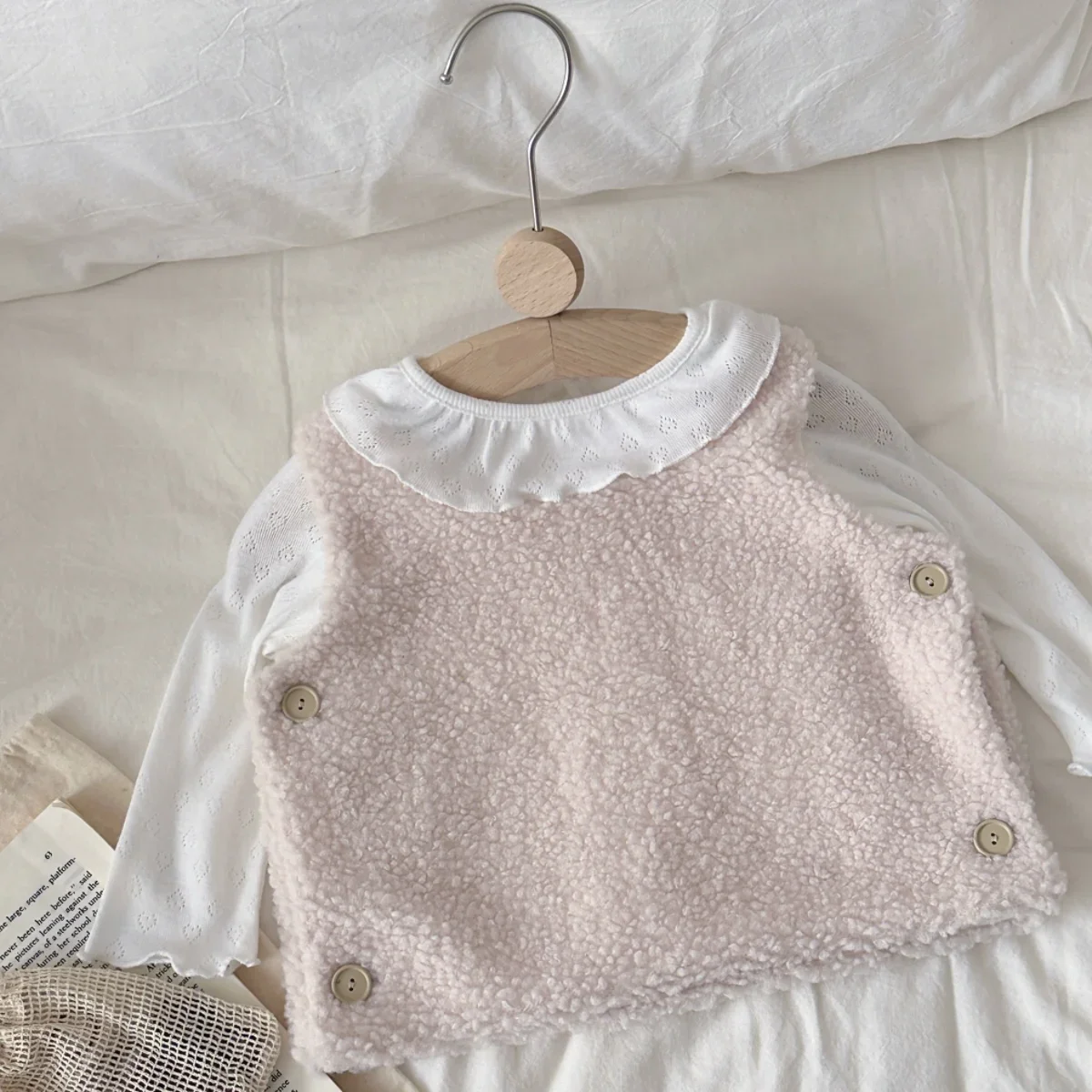 الوليد الطفل بنات بنين سترة الشتاء Antumn جديد عادية بلون الأطفال لطيف بسيط لامب الصوف الصدريات