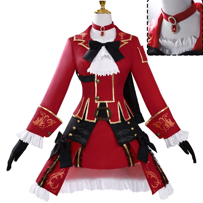 

Red Mage Cosplay Costume Necklace Accessories Red Outfits Carnival Halloween Party Role Play Uniform for Men Women