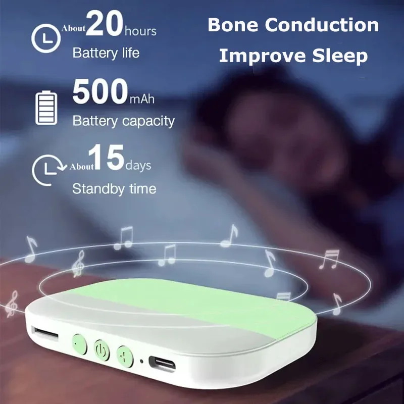 Mini Bone Conduction Bluetooth Speaker Sleep Aid Ultra-thin Wireless Sound Bar Under Pillow Stereo Music Player Long Standby