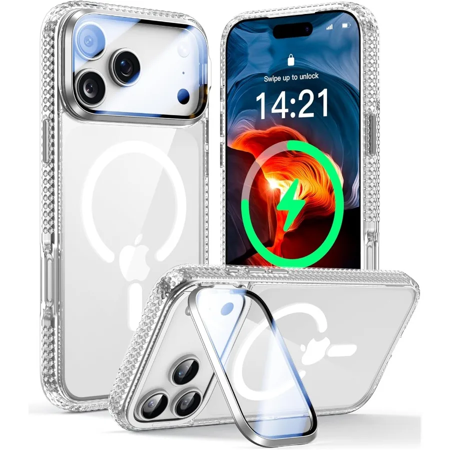 

Upgraded Full Camera Protection for iPhone 17 Pro Max Case with Camera Cover Stand Fit for MagSafe 10FT Mil-Grade Protection Tr