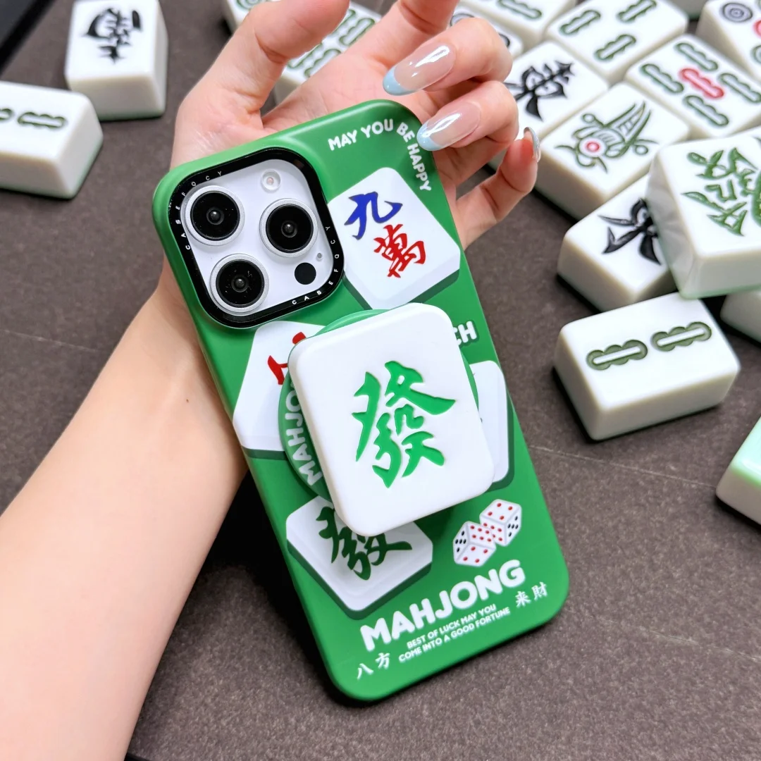 

China Entertainment Games Mahjong Magnetic Holder MagSafe Wireless Charge Case For iPhone 16 15 14 Pro Max Shockproof Covers﻿