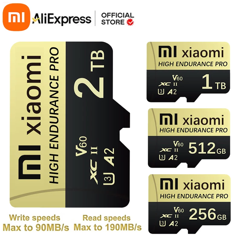 Xiaomi อัลตร้าไมโคร TF SD การ์ด2TB 1TB SD การ์ดหน่วยความจำ sd/tf Flash Card 190การ์ดหน่วยความจำเมกะไบต์/วินาที128GB กล้อง U3วิดีโอ C10การ์ด A2 SD