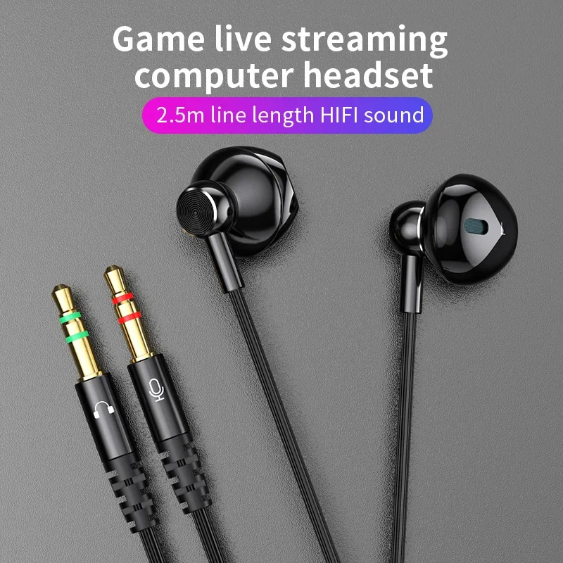 

Wired Earphone with Microphone Wire-controlled in-ear Headphone for Music Sport in Ear Monitor Earbud Headset Computer Headset