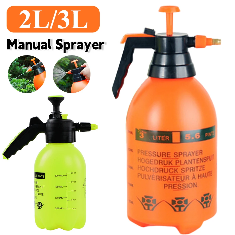 Pulverizador de agua a presión de mano, botella de pulverización de desinfección de jardín portátil, rociador de plantas, regadera de lavado de coche, 2L/3L