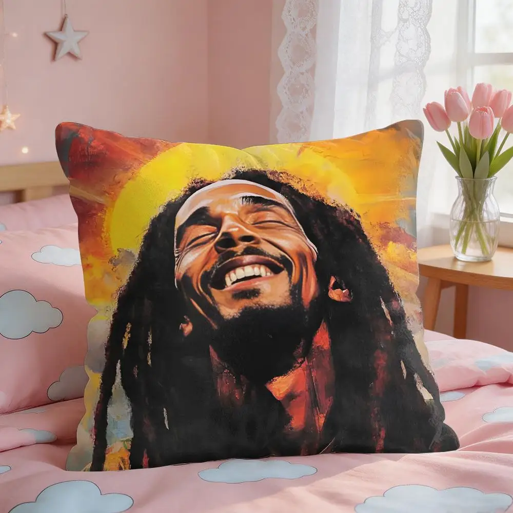 Singer Bob M-Marley Cushion Cover Square Short Plush Pillow Case Living Room Sofa Home Decor Funda 40X40