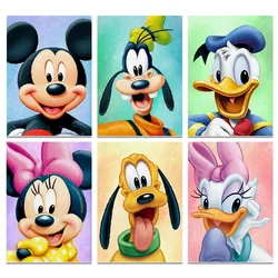 Pintura de diamantes de Pluto Mickey, mosaico de dibujos animados de Disney, bordado DIY, rompecabezas de diamantes de imitación, decoración de arte de pared, regalo de pasatiempos para niños