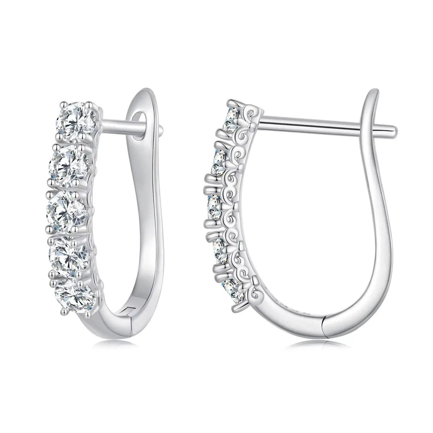 

925 Sterling Silver Earrings Moissanite Earrings U-shaped Ear Buckle
