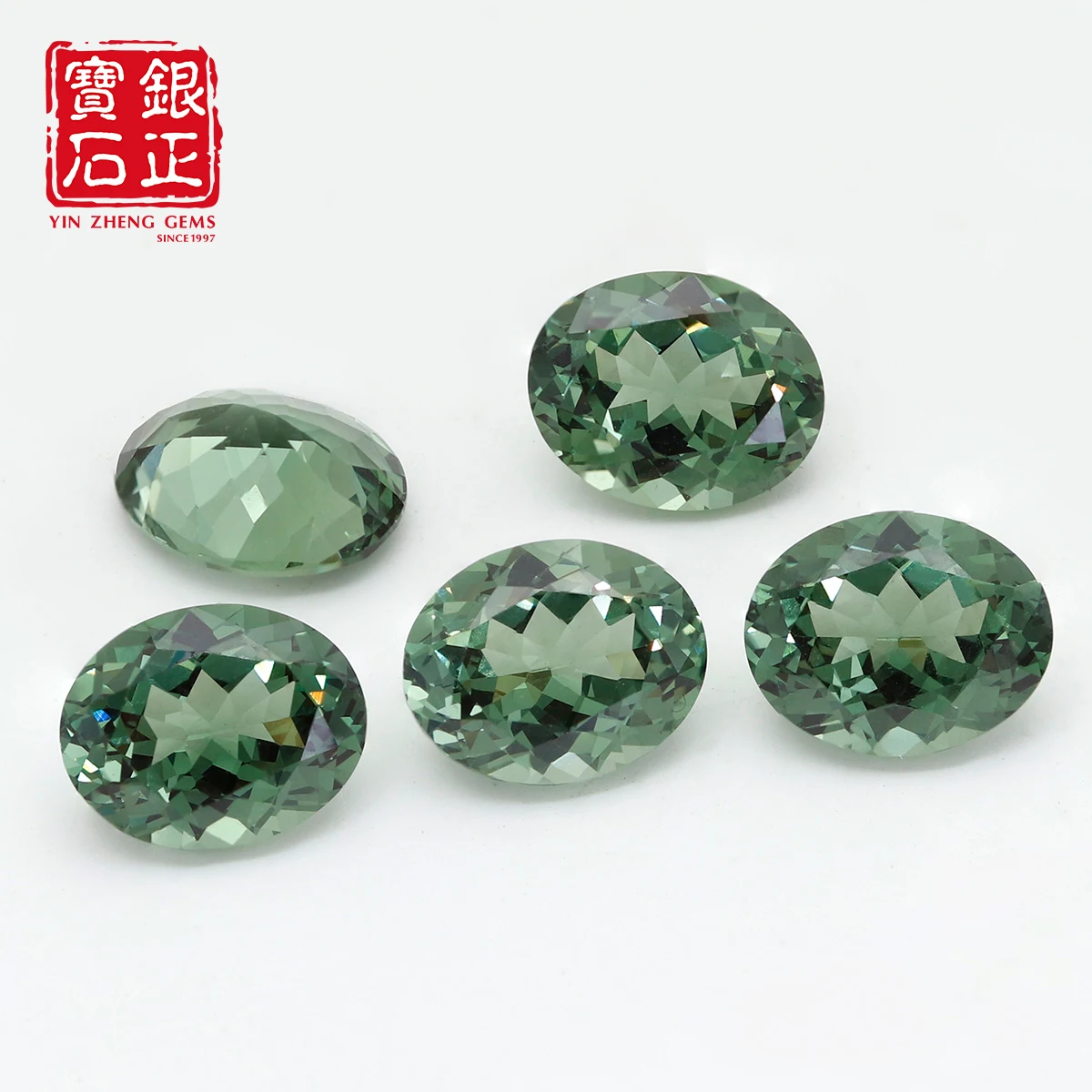 Premium Green Sapphire Flame Melted Oval Shape Lab Grown Green Sapphire With AGL Certificate Loose Gemstone For Jewelry Making