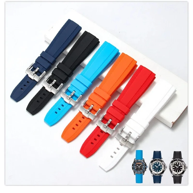 Universal Rubber Watch Band For Breitling Superocean Avenger Navitimer Premier Silicone 20mm 22mm  Seiko Watch Strap
