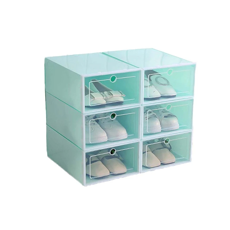 6Pcs Plastic Shoe Box Stackable Foldable Shoe Organizer Drawer Storage for CASE