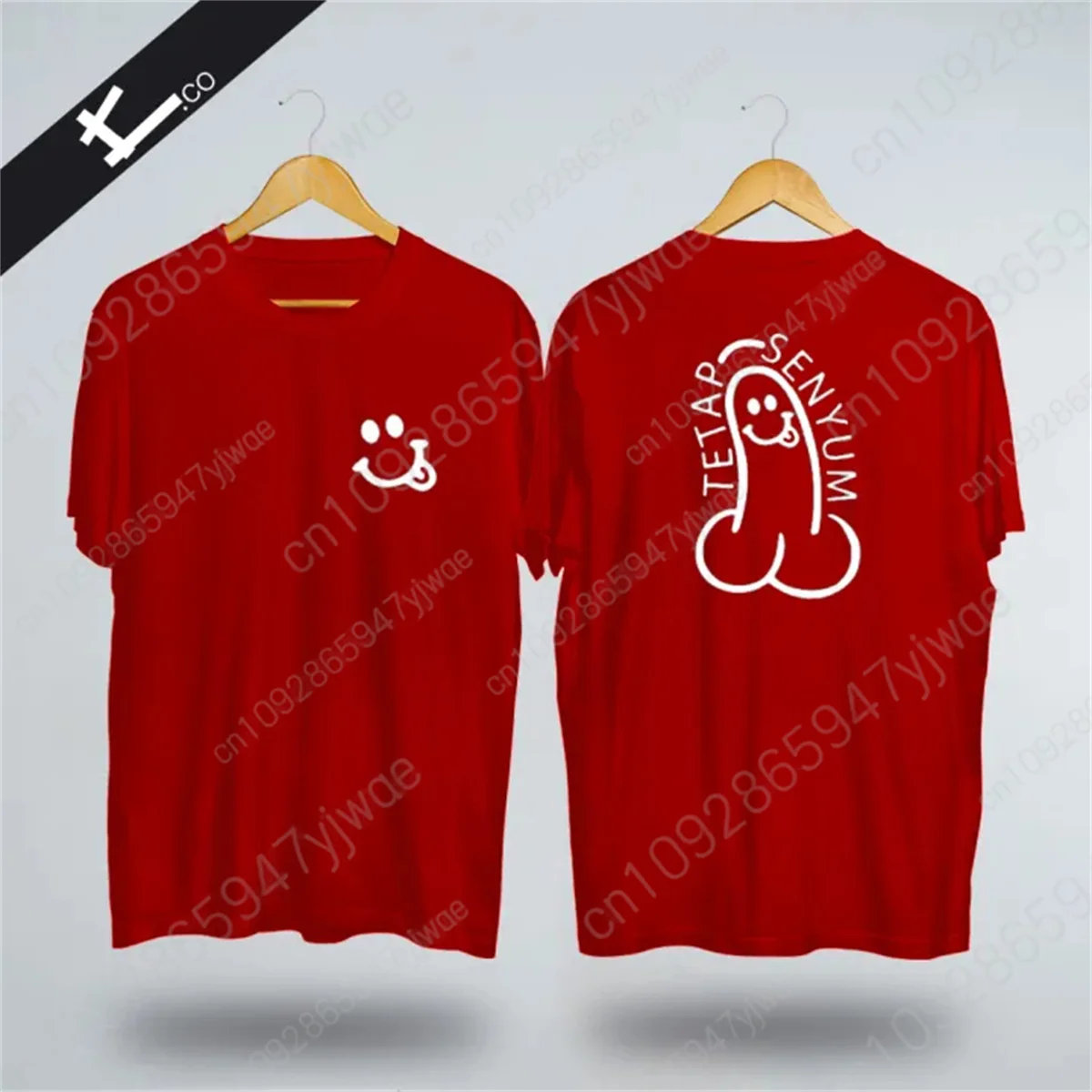 الرجال الوجه المبتسم Teatp Senyum مزدوجة الوجهين المطبوعة الرسومات تي شيرت موضة شخصية القطن تي شيرت الصيف تي شيرت رجالي #3