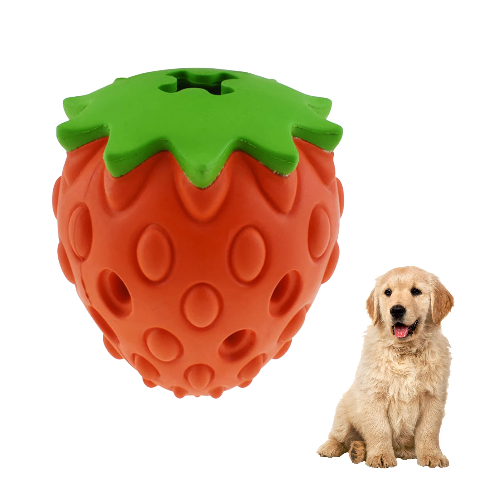 Training Cute Pet Supplies Interactive Ball Portable Dog Toy Slow Feeder Treat Dispenser Rabbit Bite Resistant Puppy Strawberry