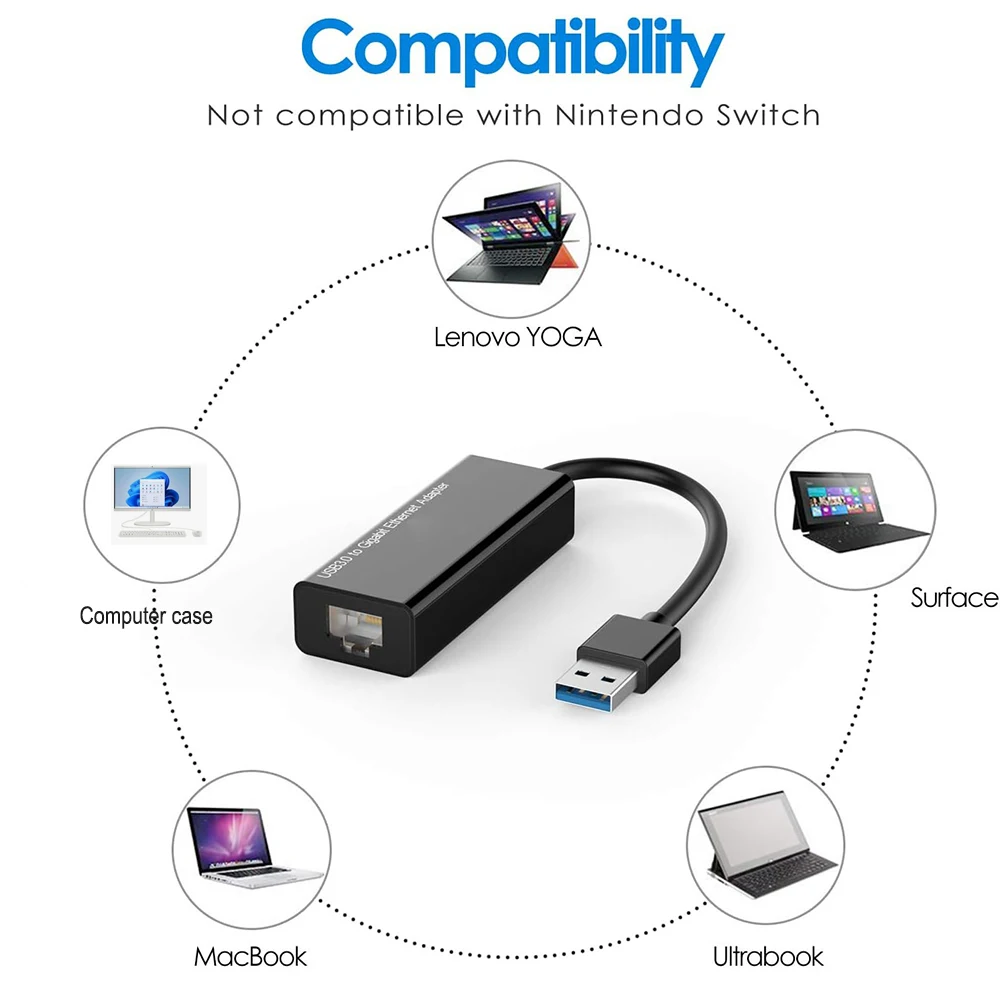 USB to RJ45 Ethernet Converter adapter 1000M USB to Gigabite Network adapter cable for Apple Mac OS Win 11/10/8.1 Realtek Chip