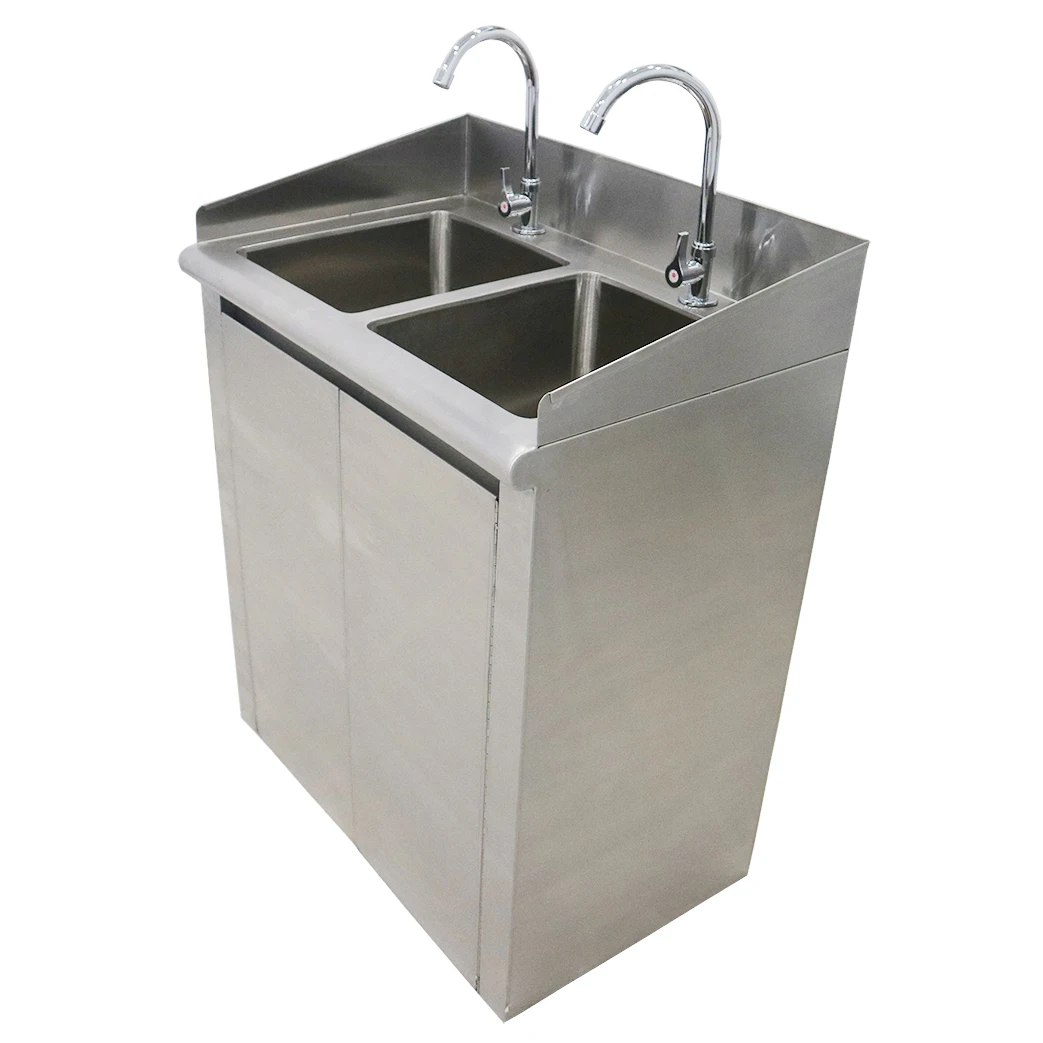 Medical Cleanroom Equipment Supplies 2 Station Medical Scrub Sink Double Bowl Hospital Sink Stainless Steel Silver