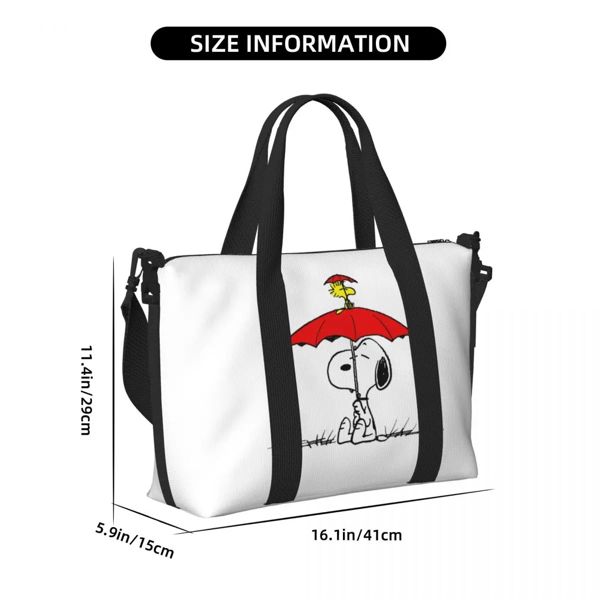 Custom Large Snoopys Dog Umbrella Tote Bag for Women Shopper Shoulder Gym Beach Travel Bag