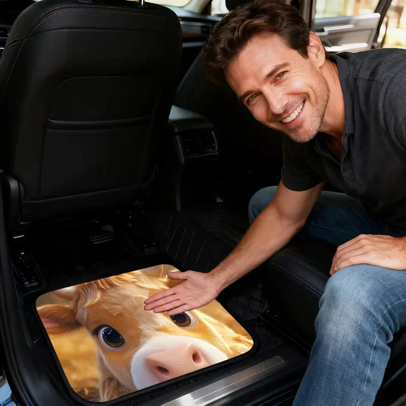 New Floor Mats, 2pcs/4pcs Cute Highland Cattle Universal Car Floor Mats, Modern Style Car Interior Mats, Durable, Suitable For A