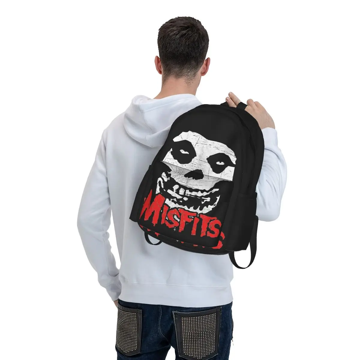 Misfits Skull Backpack Boys Girls Bookbag Children School Bags Cartoon Kids Rucksack Laptop Rucksack Shoulder Bag Large Capacity