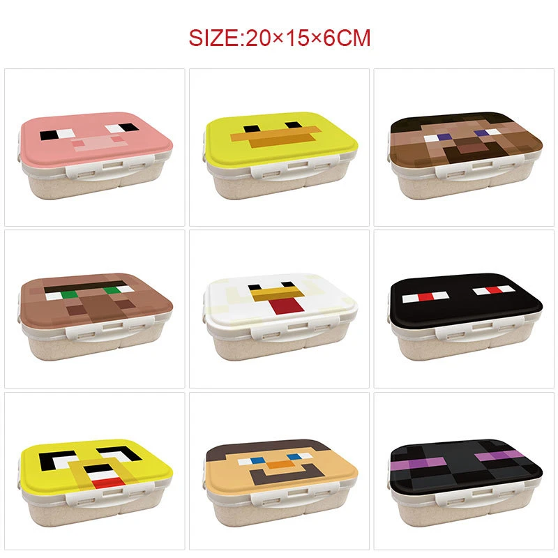 Lonchera térmica de 3 piezas estilo japonés Minecrafted con asa y tapa desmontables, ideal para mujeres, excursiones y oficina