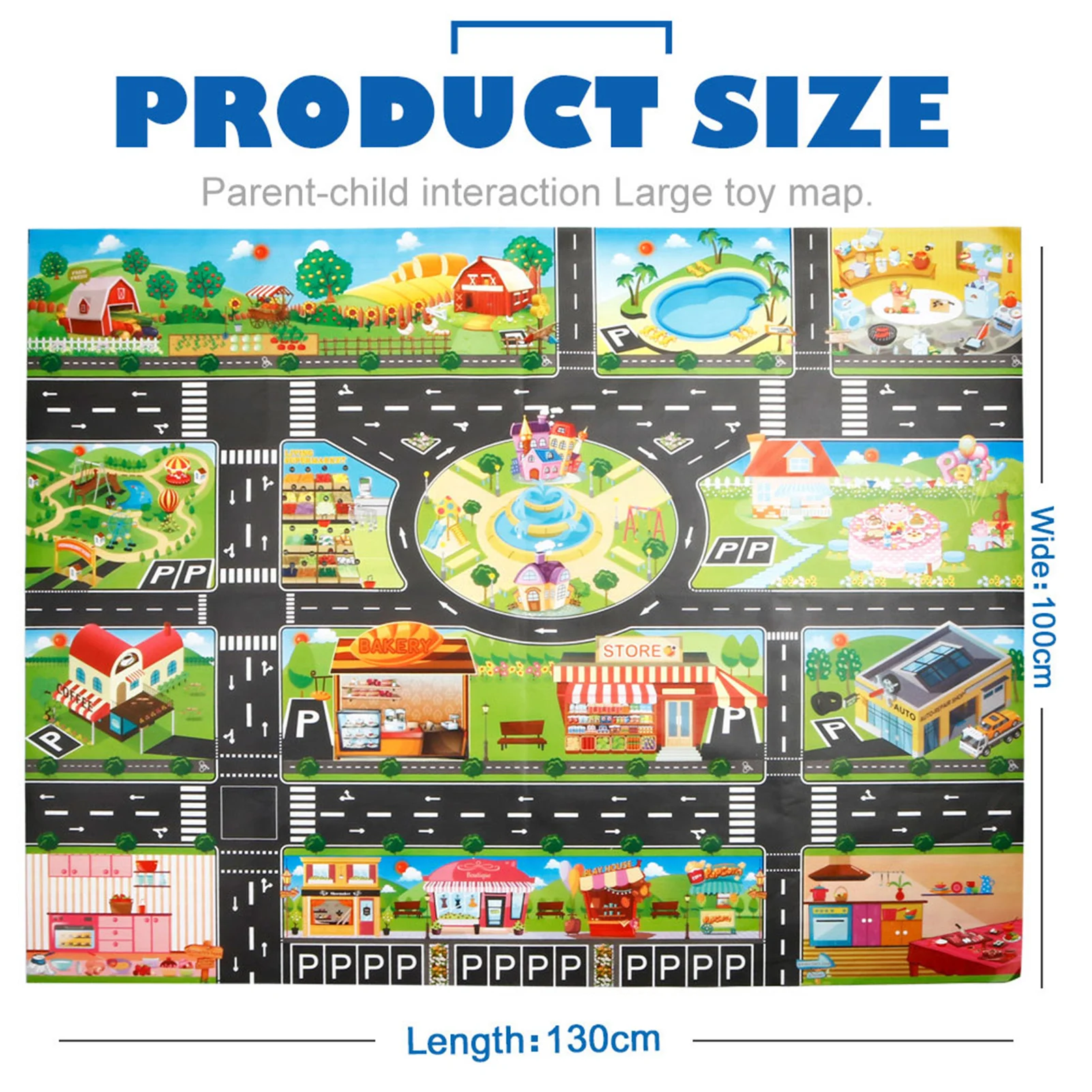 Children Pretend Play Mats Road Traffic City Life Pretend Play Toy for Playroom & Kid Bedroom