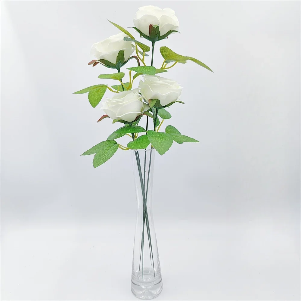 Künstlicher Blumenstiel Draht Blumenstange für DIY Chenille-Stiele Stab Simulationsblumenmaterial mit grünem Floristikband – Detail 2