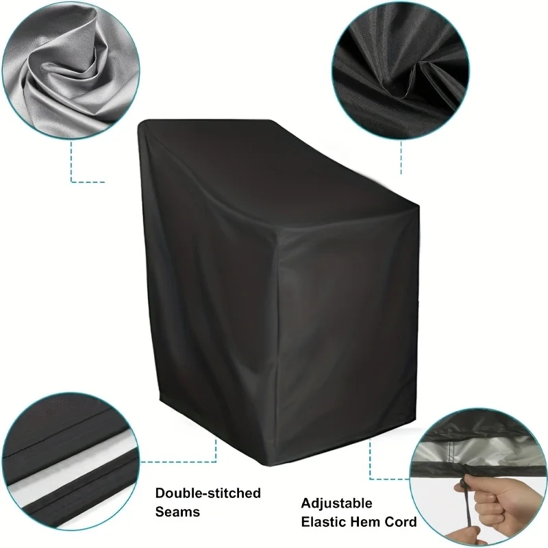 Reusable Heavy Duty Oxford Fabric Stacking Chair Cover Waterproof Outdoor Stackable Chair Protective Cover 1 Pack