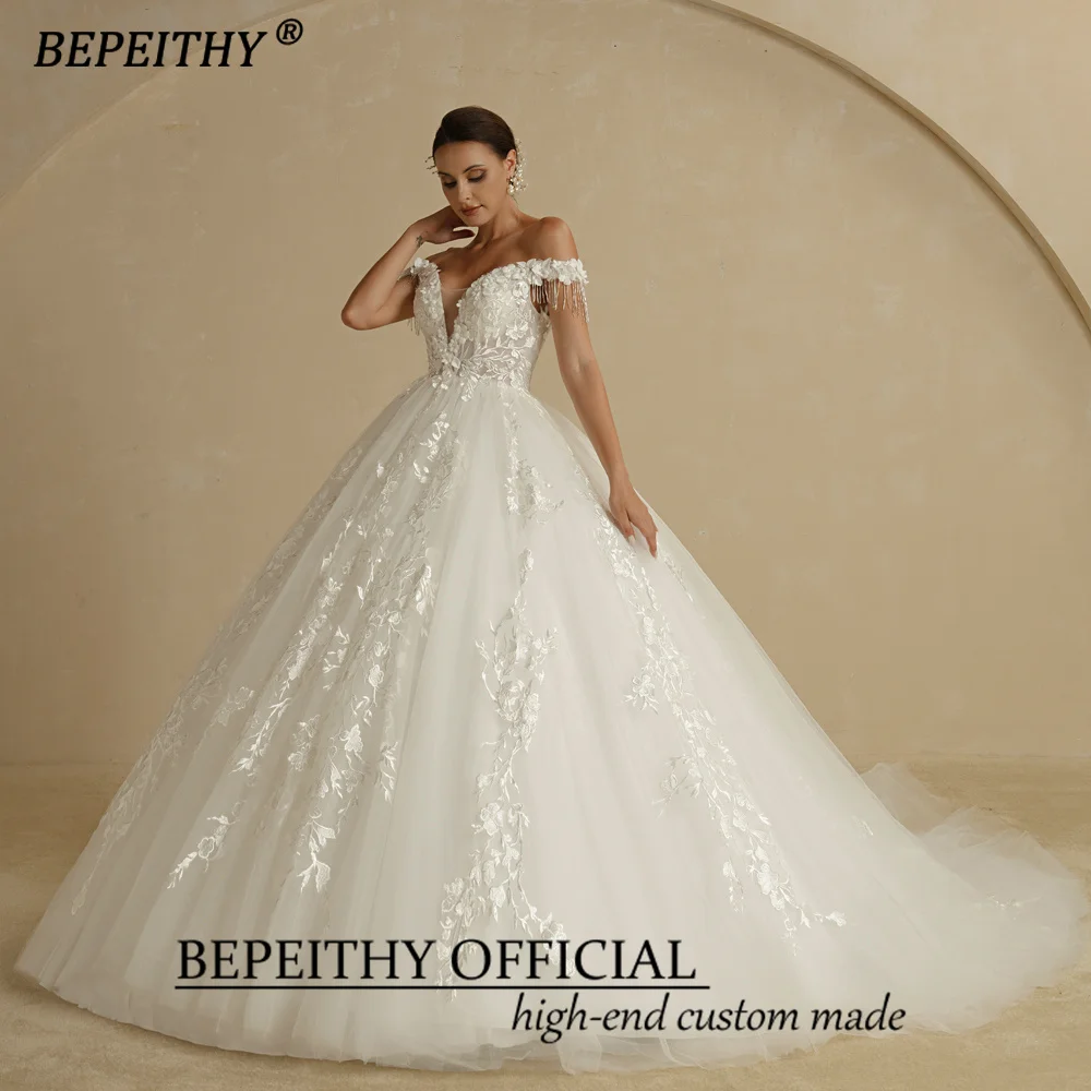 BEPEITHY – robe de mariée en dentelle, Sexy, épaules dénudées, sans manches, pour femmes, bon marché en ligne, ivoire, col en V, 2022