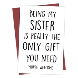 1PC Funny Birthday Card For Sister,Humorous Birthday Greeting Card For Sister,Sister Gifts Card,Personalised Card With Envelopes
