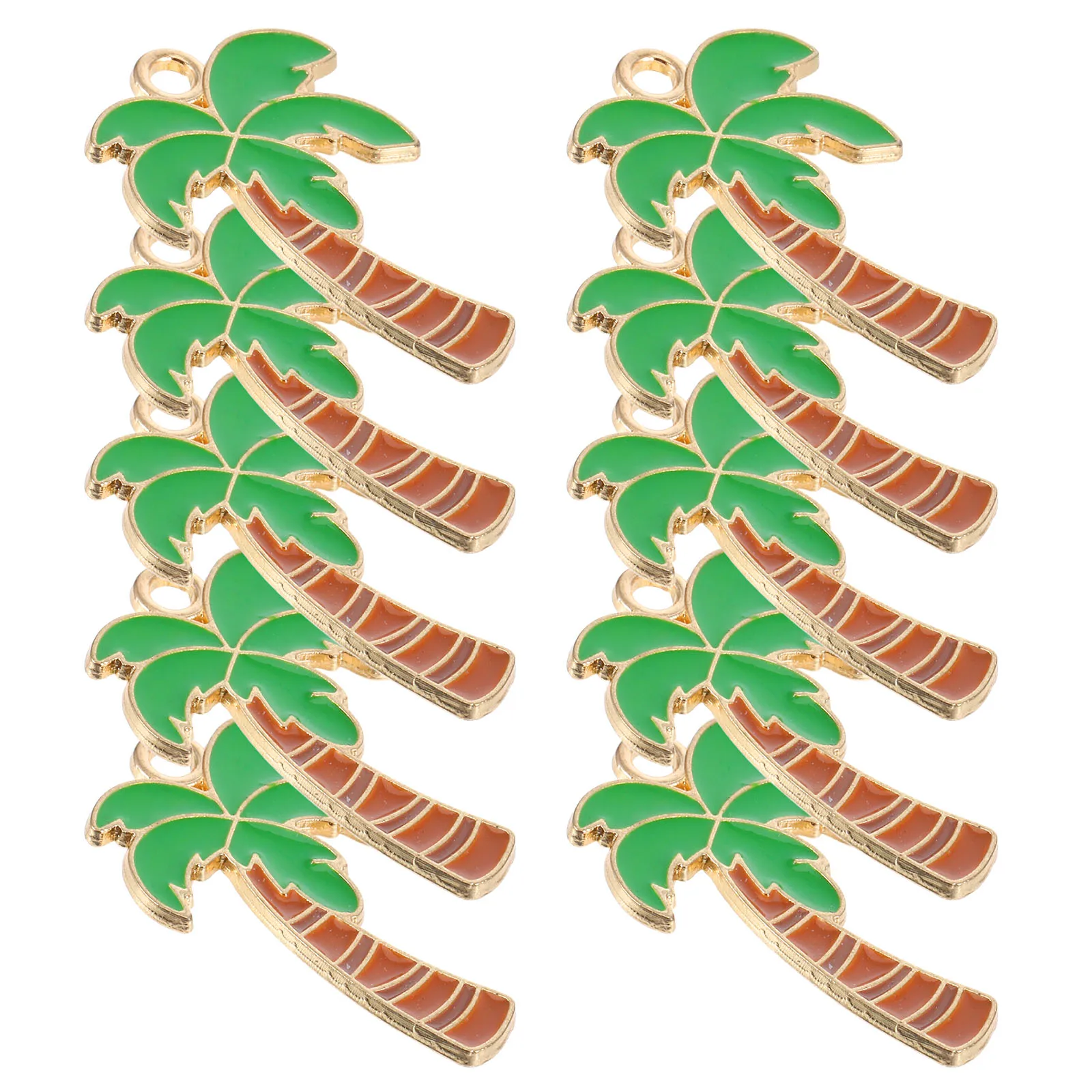 10Pcs Coconuts Tree Charms DIY Tropical Jewelry Accessories Palm Pendants Beads for Summer Bracelets Necklaces Crafting
