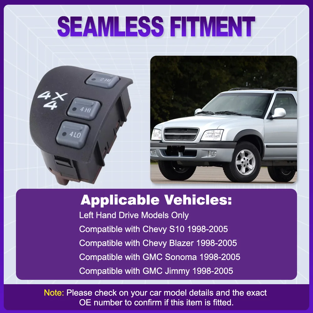 

Кнопка переключения раздаточной коробки 4X4 4WD для Chevy S10 Blazer GMC Sonoma Jimmy 1998-2005 15037124 SW2171 19244091