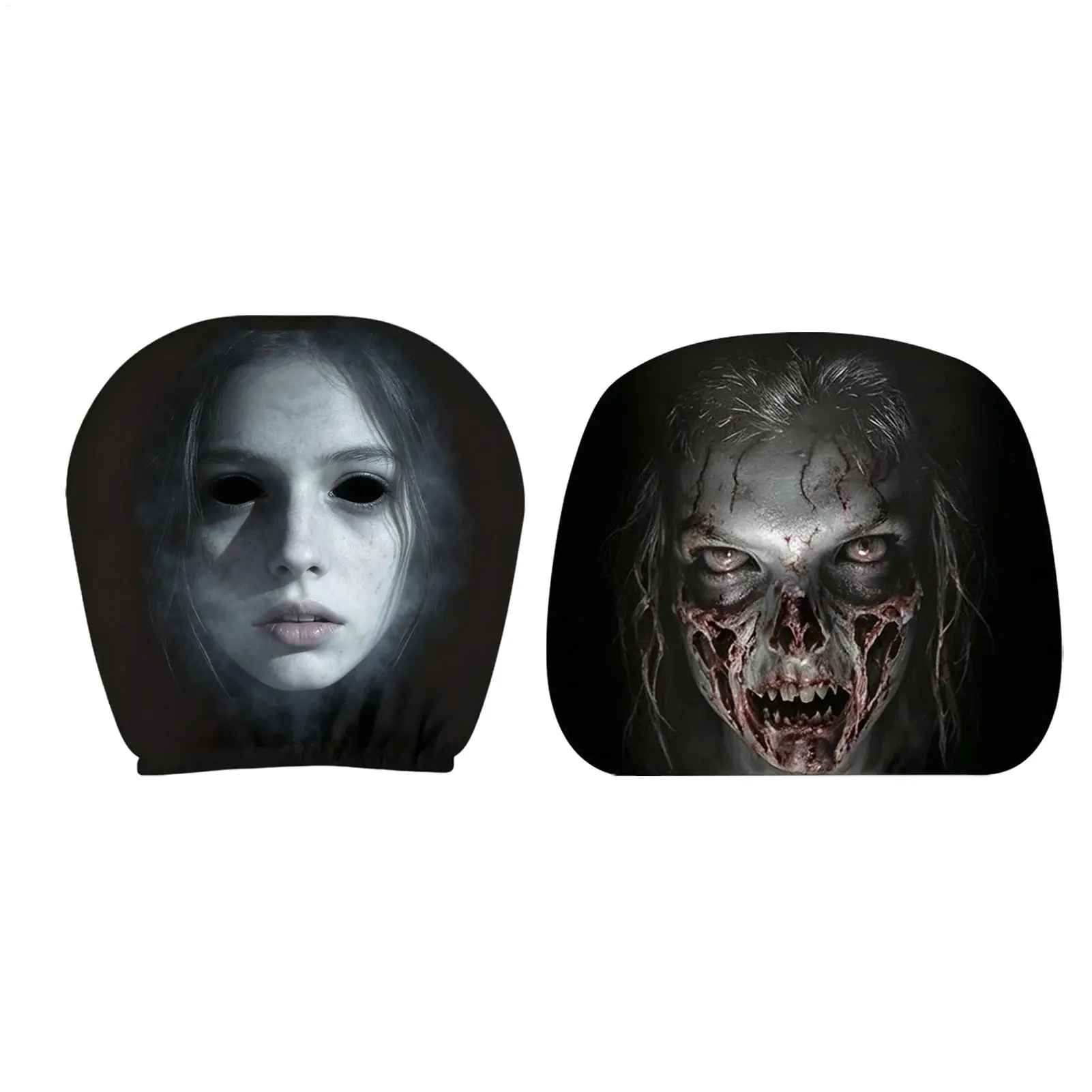 Ghost Headrest Covers Ghost Face Stretch Breathable Spooky Protector 2-Piece Full Face Car Headrest Cover for Truck RV Pickup