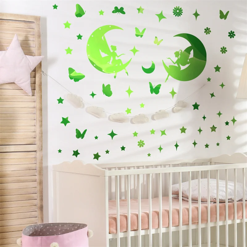 Dinosaurs Dolphins Mermaids Shines In The Dark Sticker Baby Bedroom Ocean Decor Night Luminous Sticker brilla en la oscurida