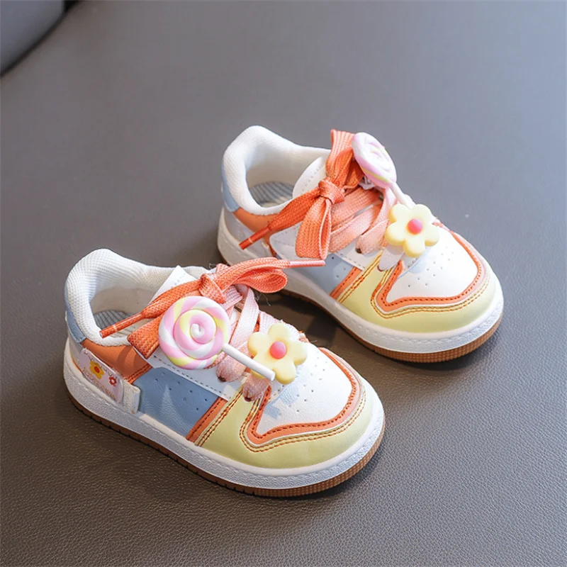 DIMI 2023 Autumn Children Shoes Girls Toddler Shoes Fashion Soft  Breathable Non-Slip Candy Colors Flowers Baby Sneakers