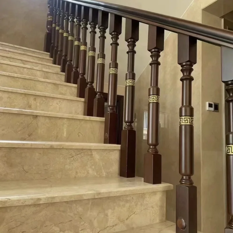 custom.Luxury Quality Solid Wood Stair Posts & Handrails Gold-Painted Resistant Rubber Parts-3-Year