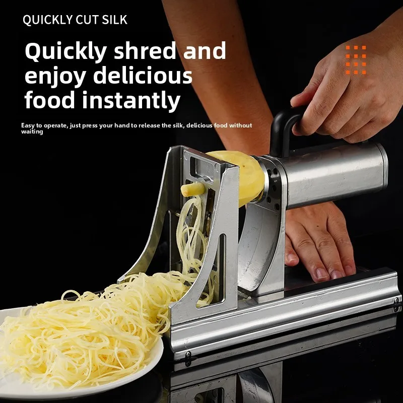 Electric and Manual Potato Shredder, Aluminum Alloy Vegetable Cutter for Long Strip Radish Carrot Julienne Hot Pot Commercial