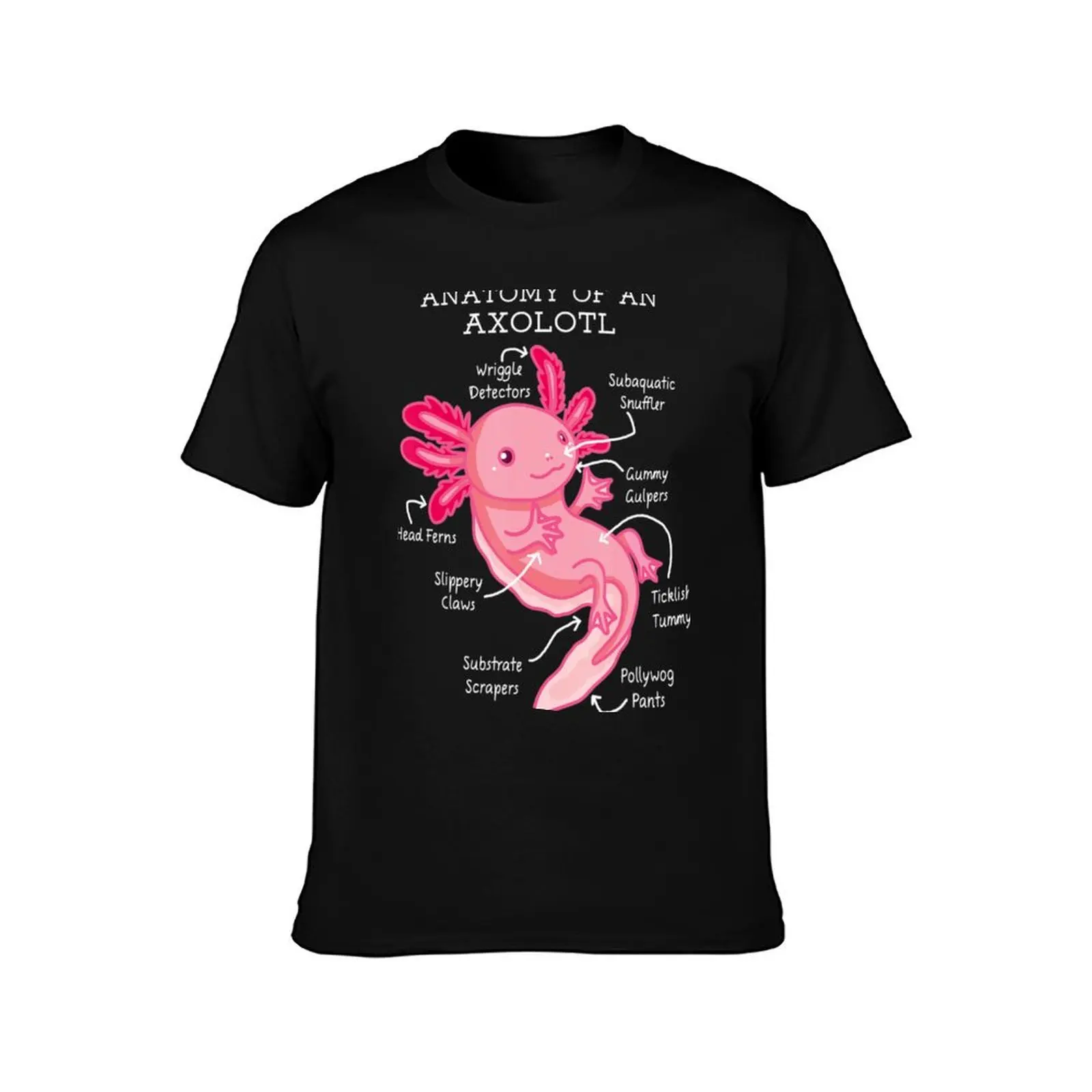 Anatomy Of An Axolotl Mexican Salamanders Funny T-Shirt Basic Crew Neck Short Sleeve Top T-Shirt
