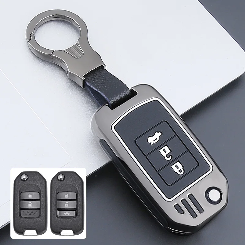 

Zinc Alloy + Silicone Car Key Cover Case for Honda Accord Civic HRV CRV XRV CR-V Jade Crider Odyssey Fit Pilot Filp Remote Key