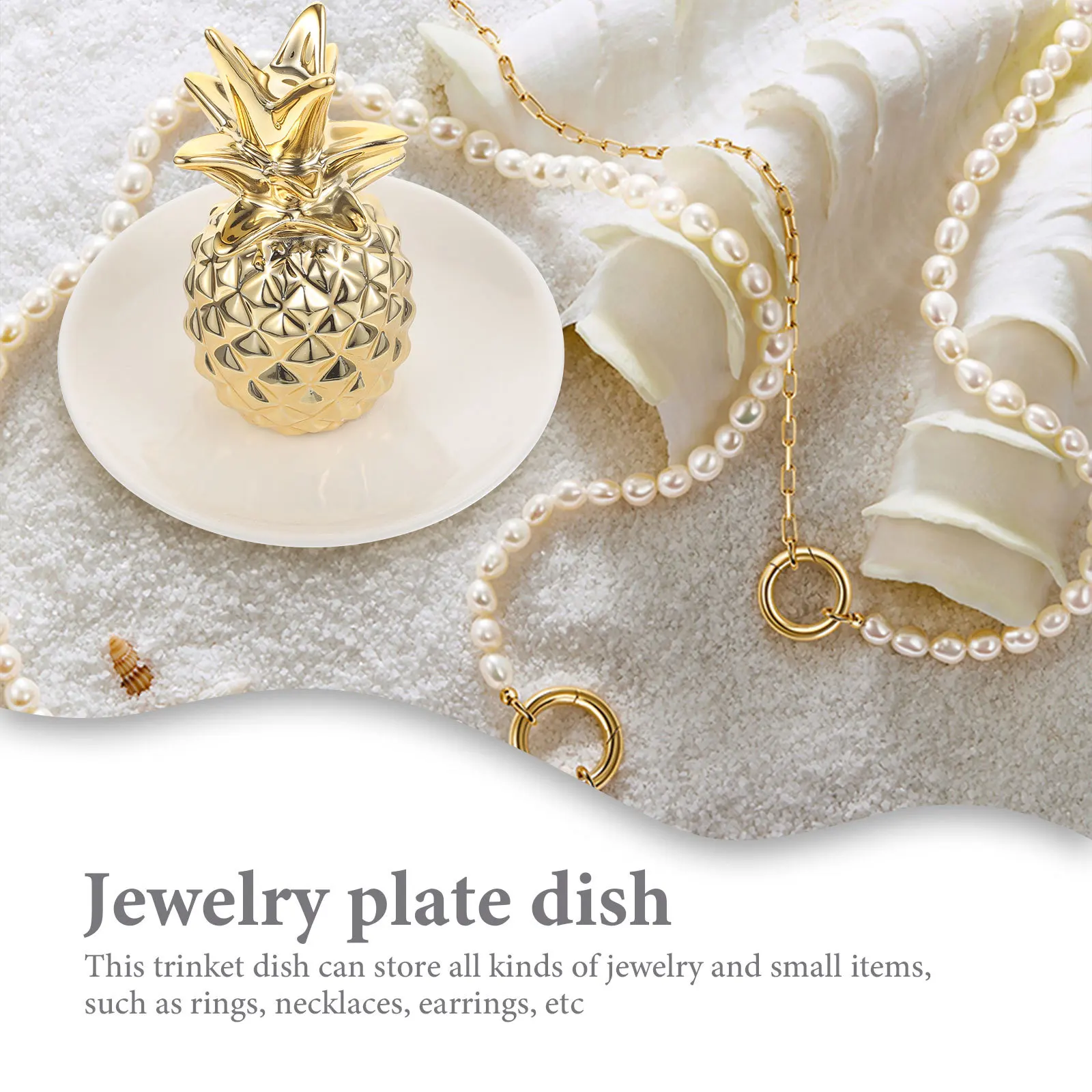 

Pineapple Shaped Ceramic Jewelry Dish Ring Holder Trinket Storage Tray Desktop Decor Small Plate for Cosmetics Accessories