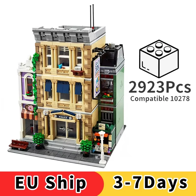 Blocs de construction de modèle de poste de Police compatibles 10278, maison de ville pour enfants, briques, jouet éducatif, cadeaux de noël pour enfants, 2923 pièces