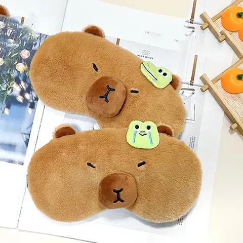 만화 카와이 점심 낮잠 눈 보호 눈 패치 귀여운 크리 에이 티브 플러시 Capybara 얼음 압축 빛 차단 눈 마스크 선물