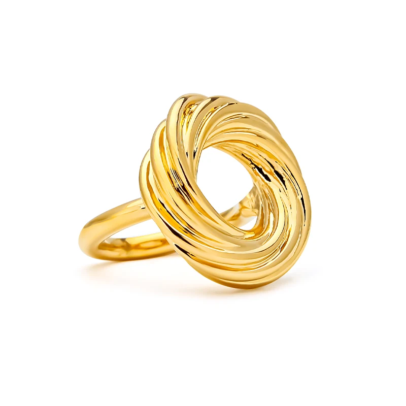 

VAROLE Big Twist Rope Ring For Women Anillos Mujer PVD 18K Gold Color Fashion Jewelry Rings Simple Office