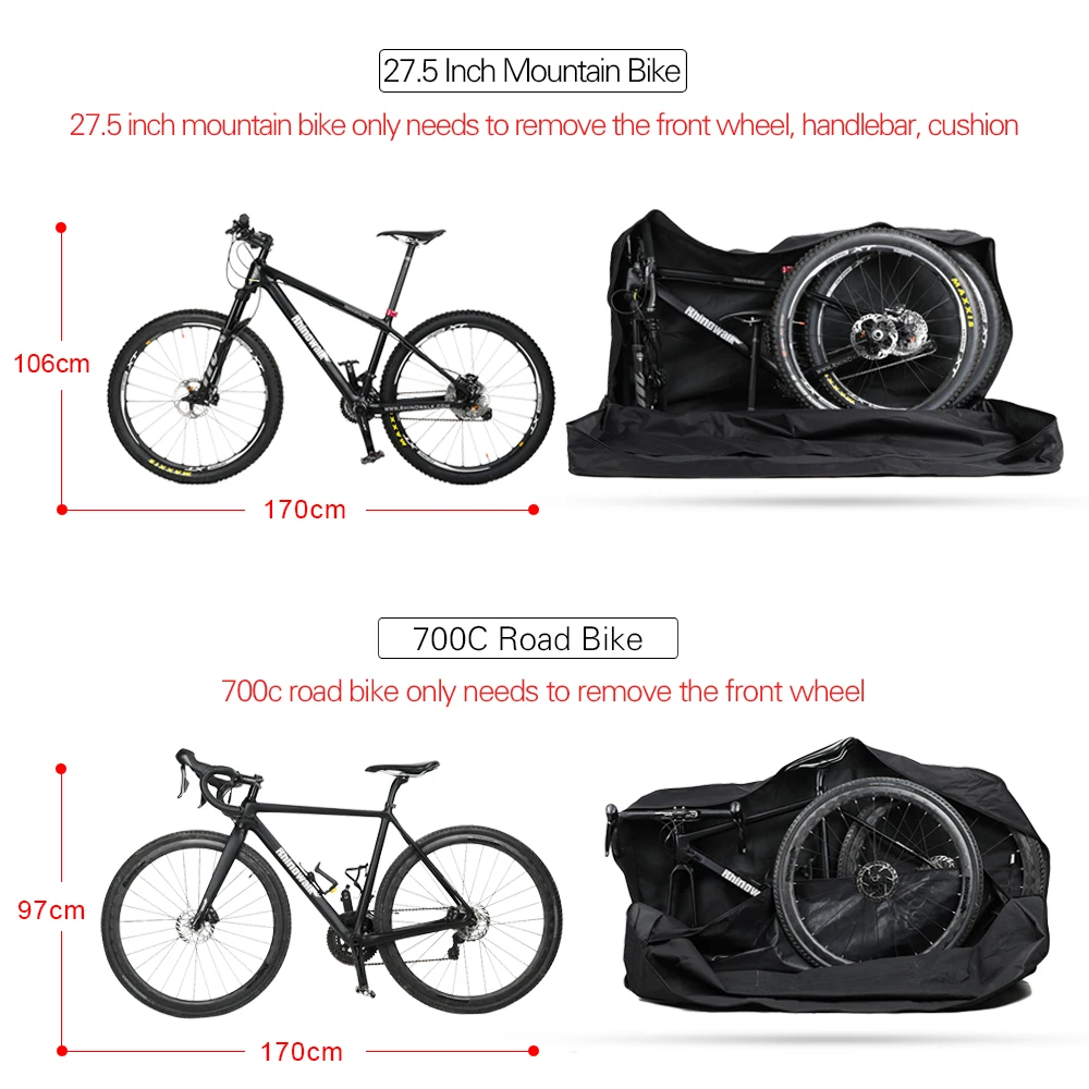 Rhinowalk Bike Carrying Bag for 29 Inch Folding Bicycle Storage Case Bike Transport Bag for MTB Bike Cycling Accessories