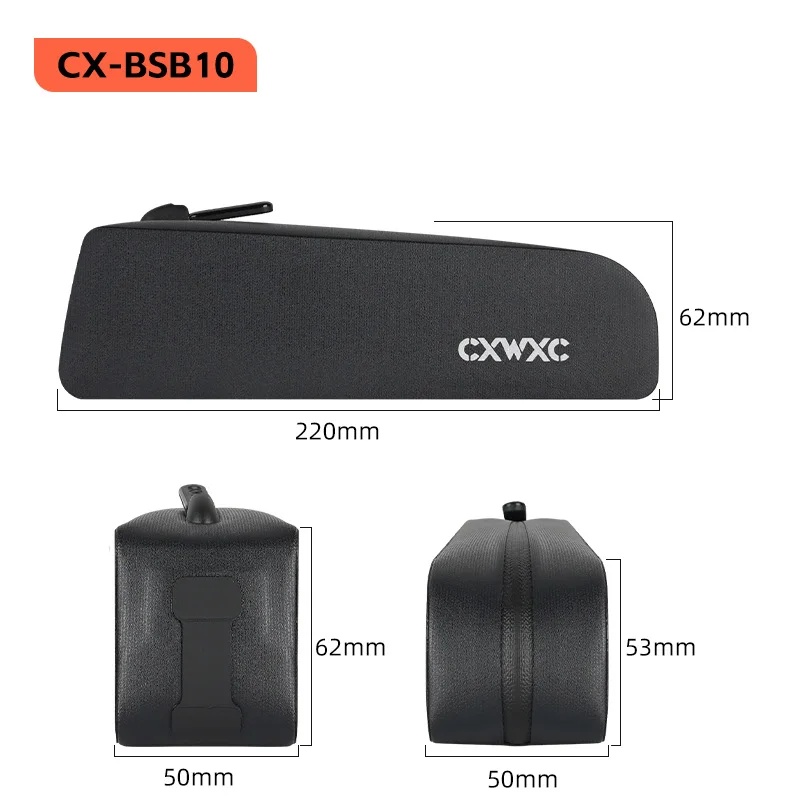 CXWXC Fahrrad-Tasche mit magnetischem Deckel, Oberrohrtasche mit Schrauben montiert und Riemen, Zwei-Wege-Installation, MTB, Rennrad, wasserdichte Frontrahmentasche – Detail 5